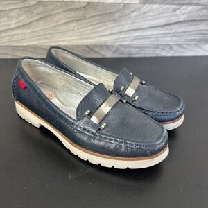 Marc Joseph New York Tribeca Loafers Womens Size 6.5 Blue Pebble Leather Slip-On